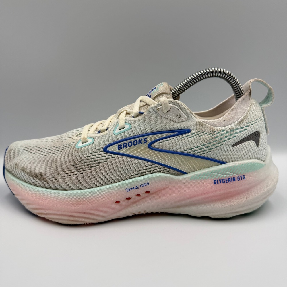 Brooks Glycerin GTS 22 White Blue Running Athletic Shoes Sneaker Womens Size 7.5 - Picture 4 of 10